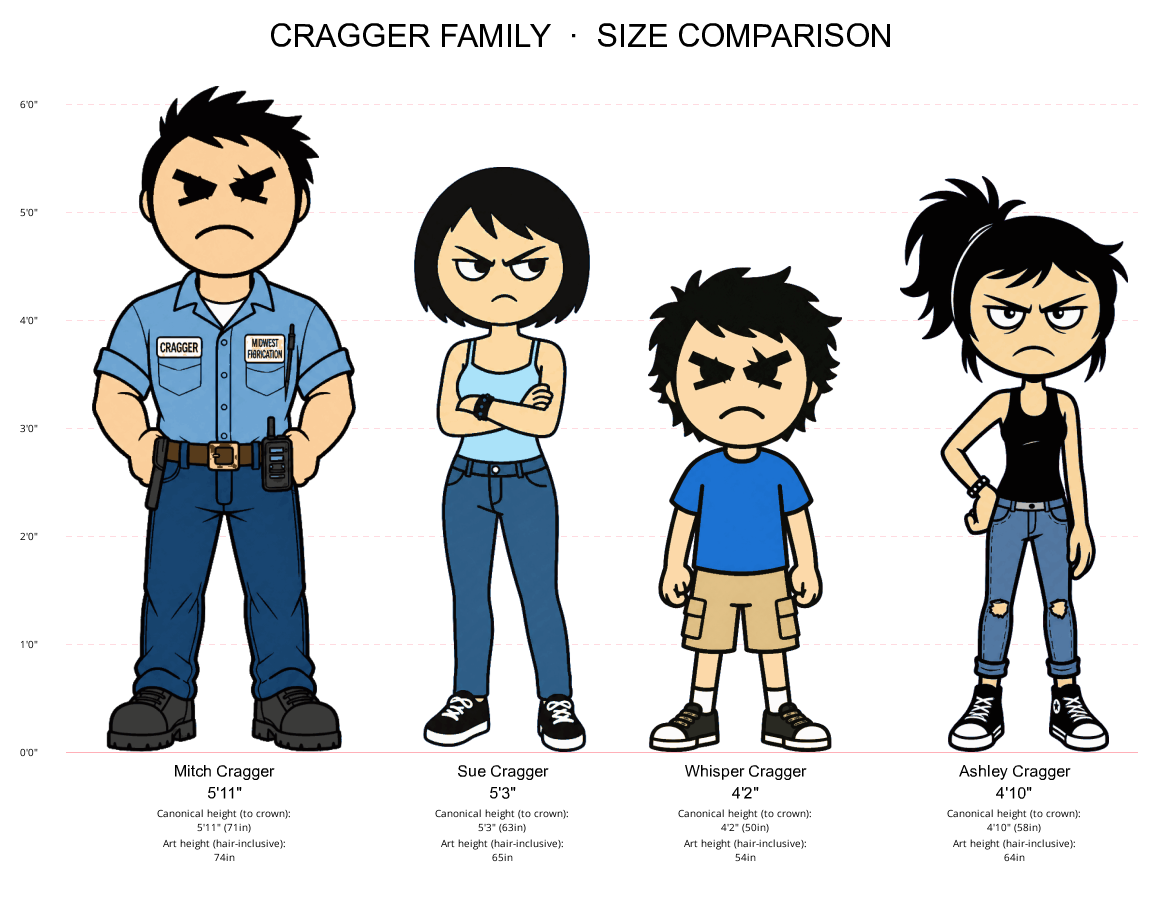 Cragger family size comparison chart